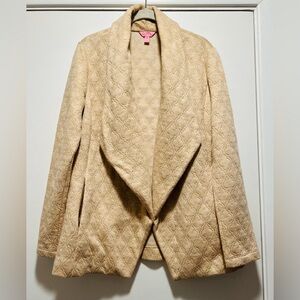 Lilly Pulitzer Brea Wrap quilted cardigan Sz M in heathered wheat